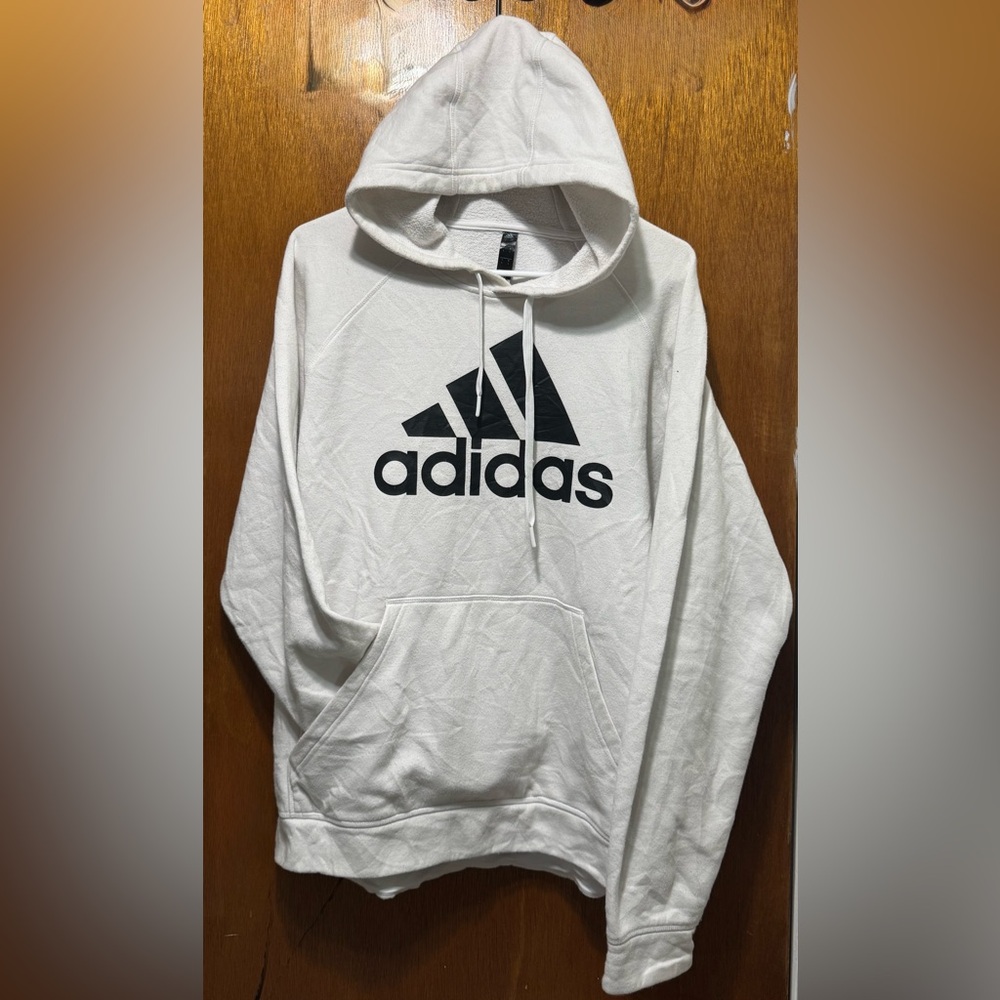 Adidas Essentials Fleece Hoodie White & Black Men's L - (see description)